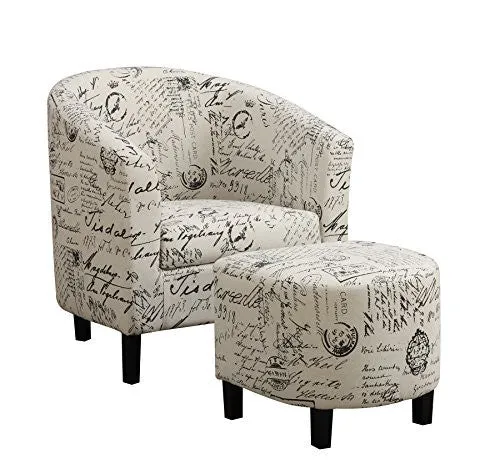 COASTER HOME FURNISHINGS 900210 ACCENT CHAIR AND OTTOMAN IN VINTAGE FRENCH PRINT FABRIC