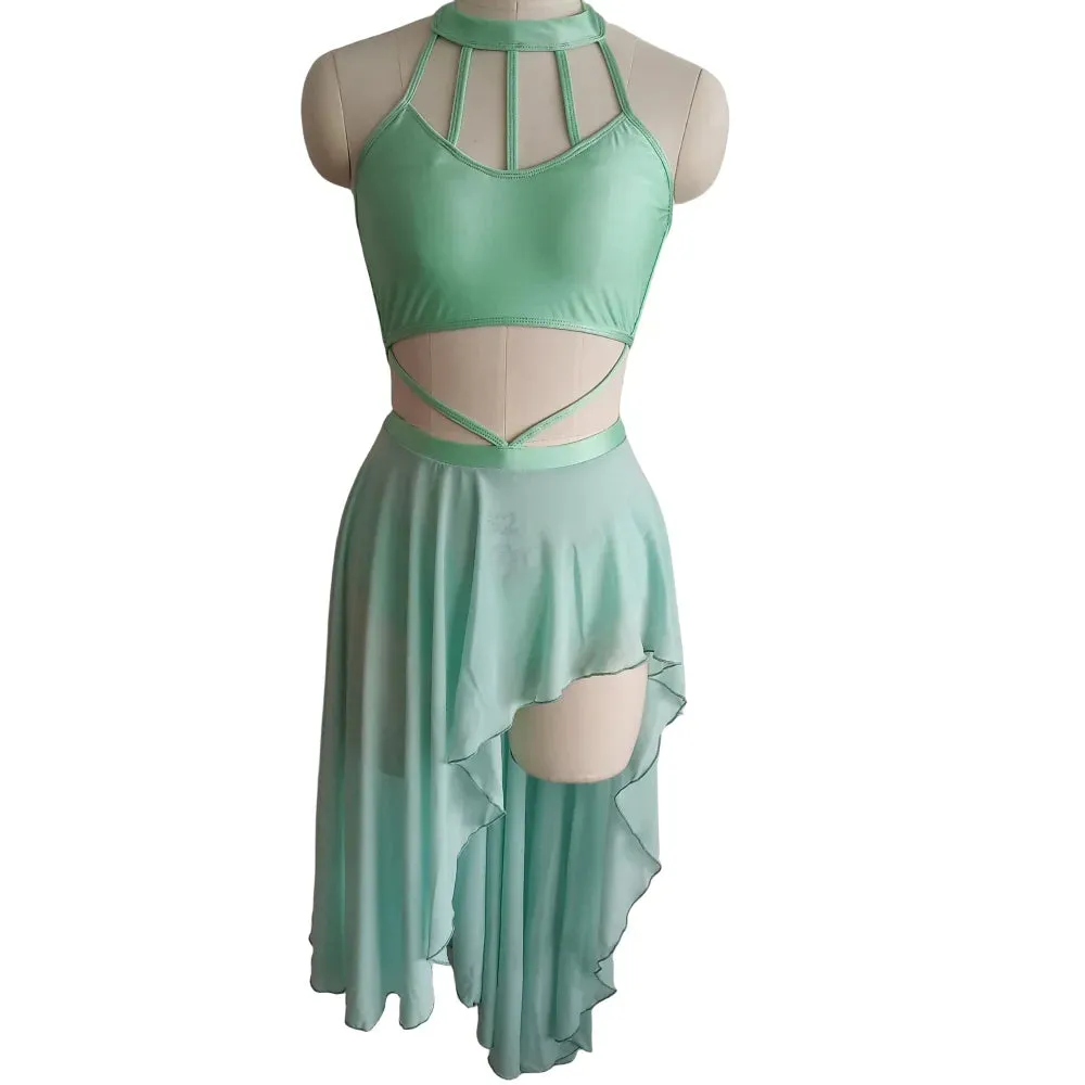 #D025-C Girls Nylon/Lycra Mesh Modern Lyrical Dress-Dance School-  Troupe or Solo Performance