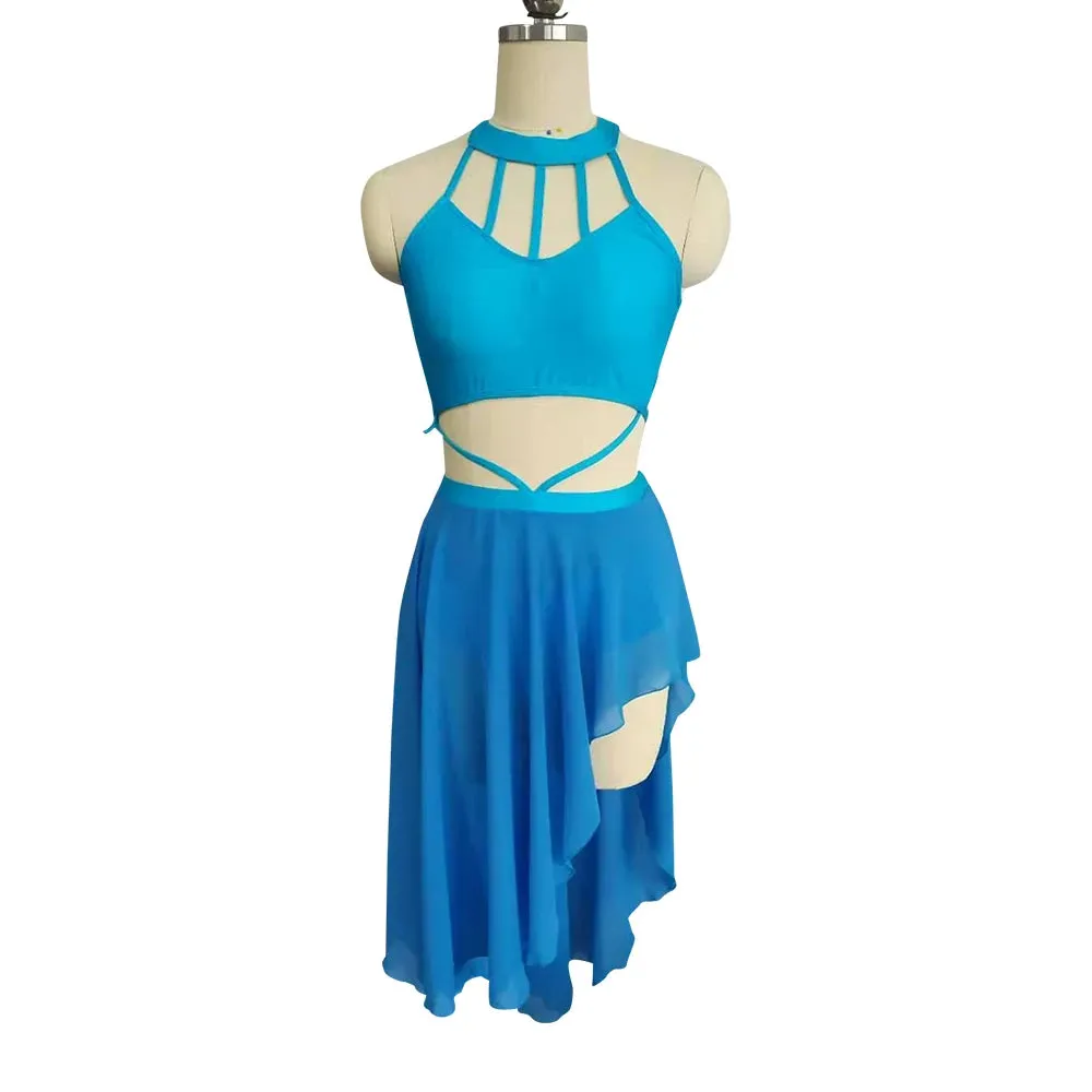 #D025-C Girls Nylon/Lycra Mesh Modern Lyrical Dress-Dance School-  Troupe or Solo Performance