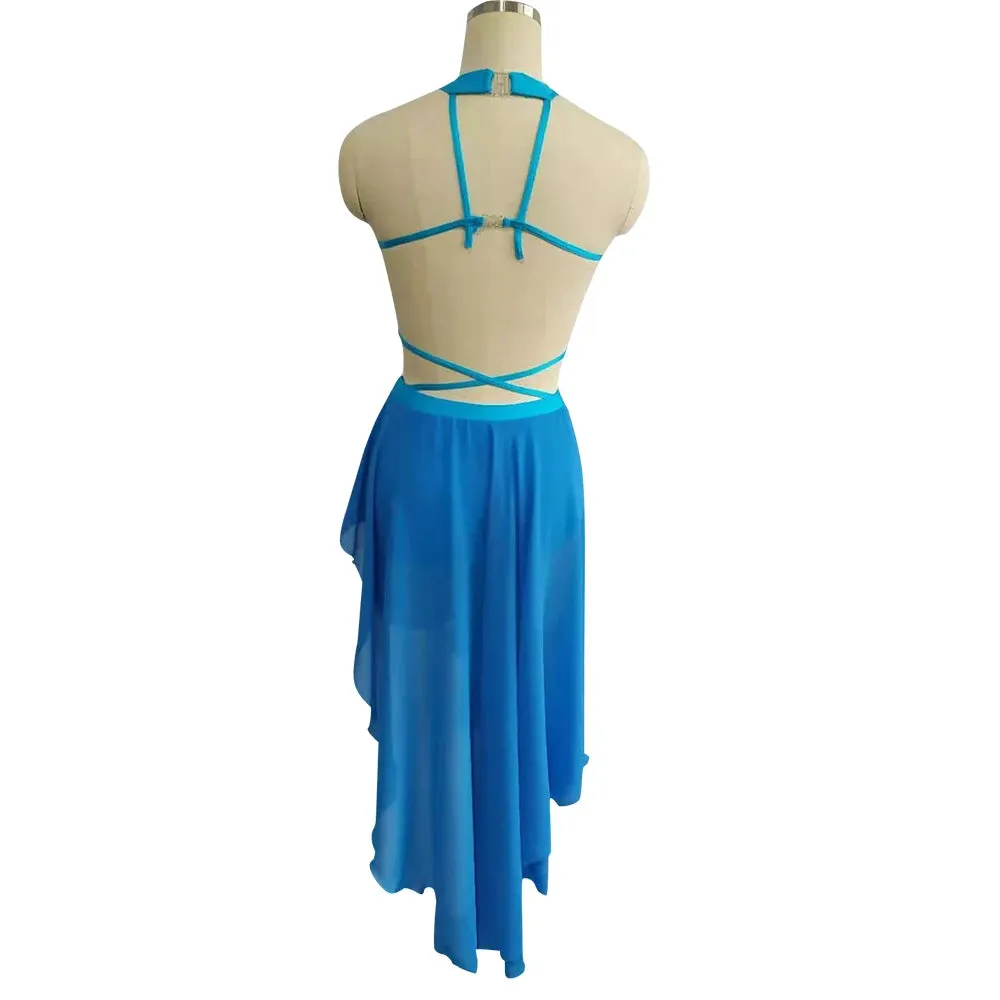 #D025-C Girls Nylon/Lycra Mesh Modern Lyrical Dress-Dance School-  Troupe or Solo Performance