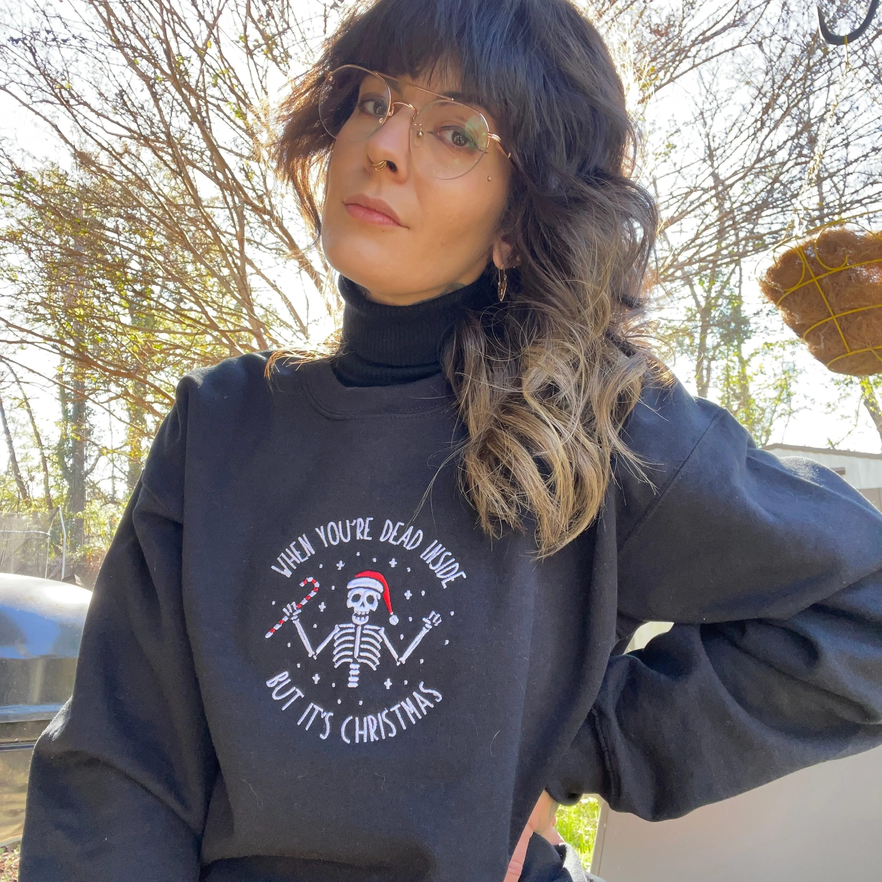 Dead Inside Holiday Embroidered Crewneck Sweatshirt