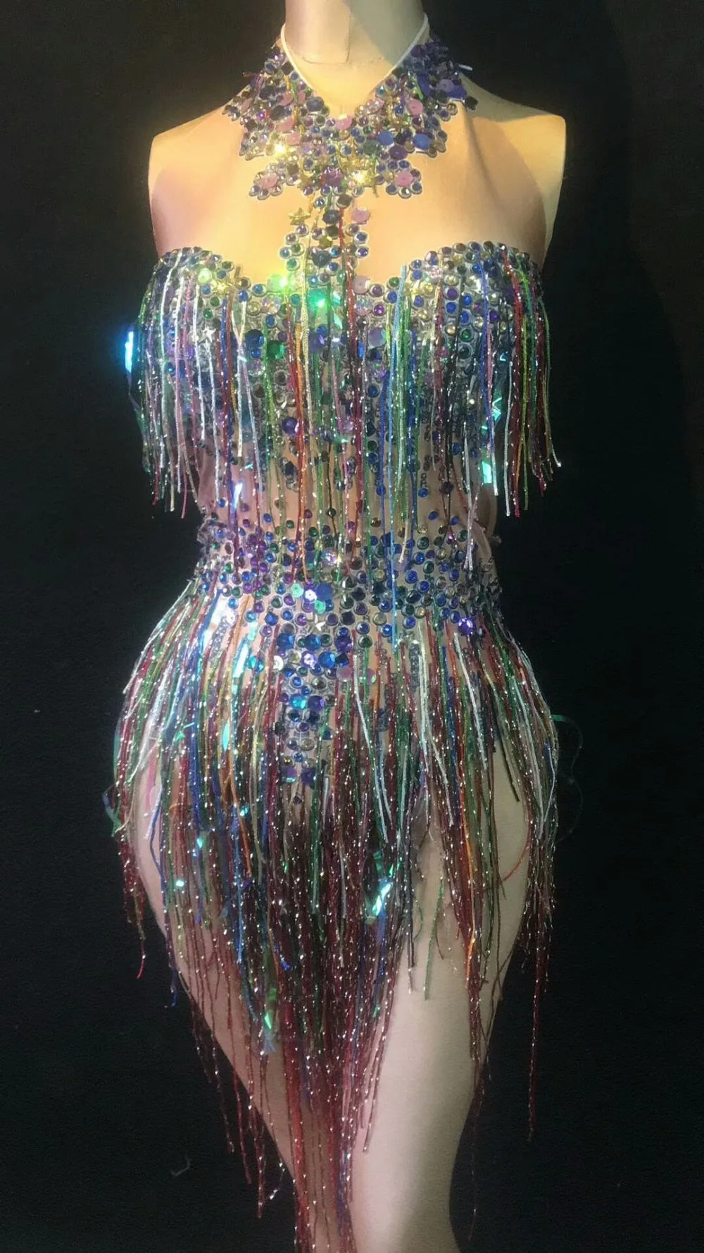 #DS22 Lady GaGa-Beyonce Rhinestones and Tassles Stage-Dance Costume