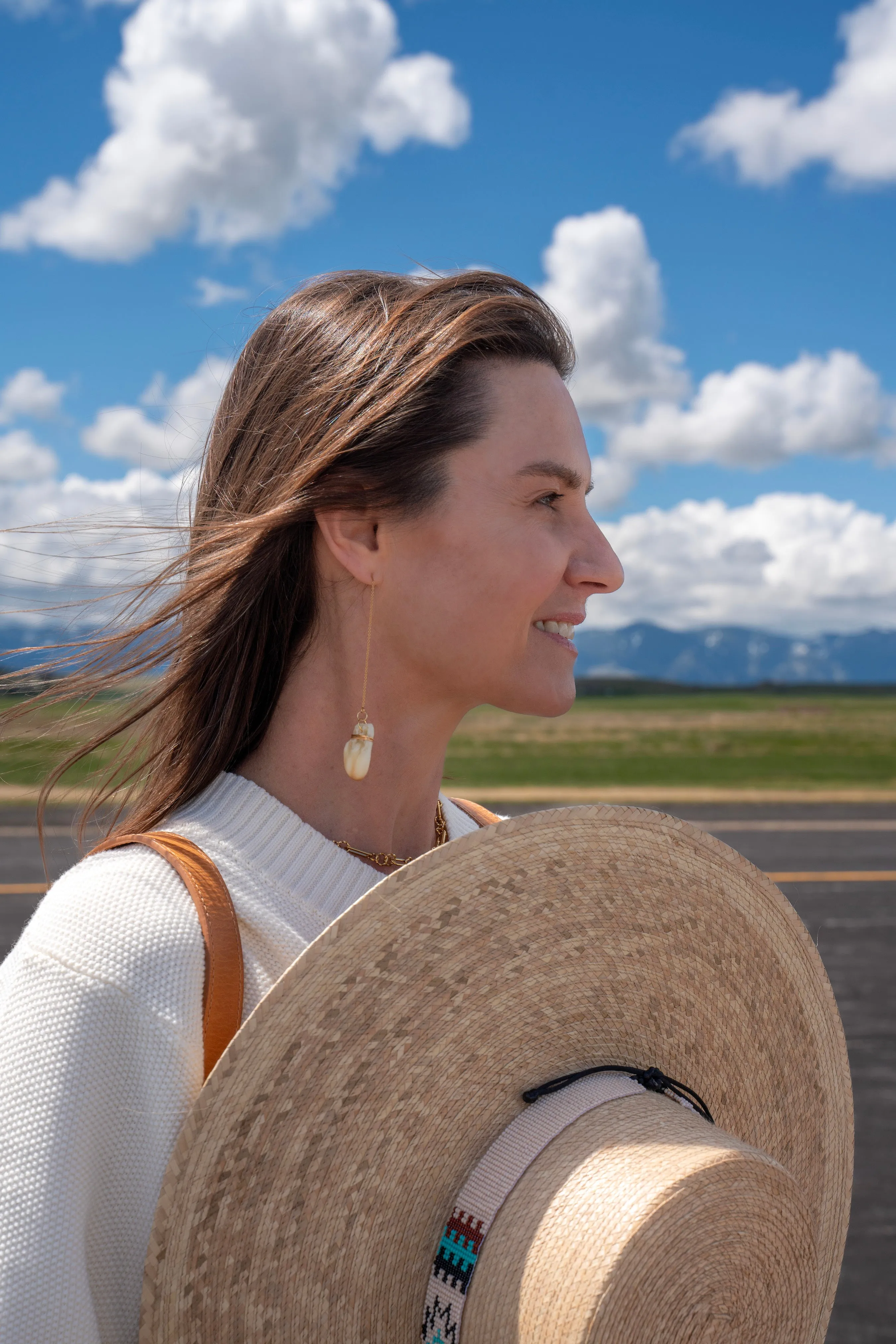 Elk Ivory Threaded Drop Earrings