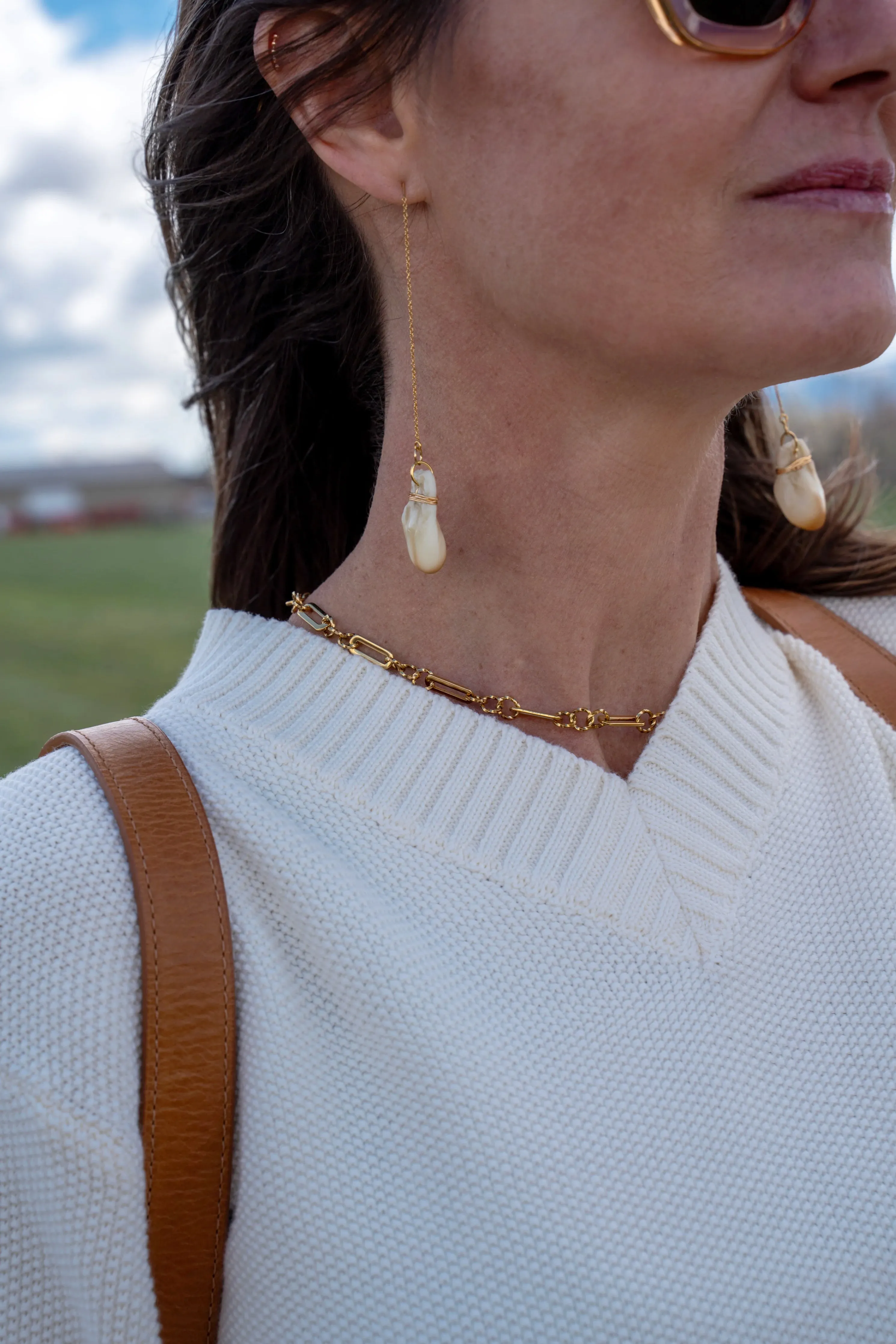 Elk Ivory Threaded Drop Earrings