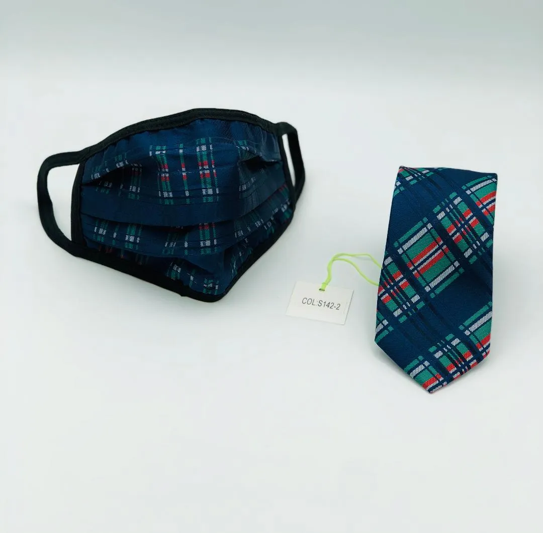 Face Mask & Tie Set S142-2 Navy