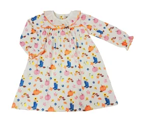 Fall Pumpkin Print Pima Cotton Girl's Float dress