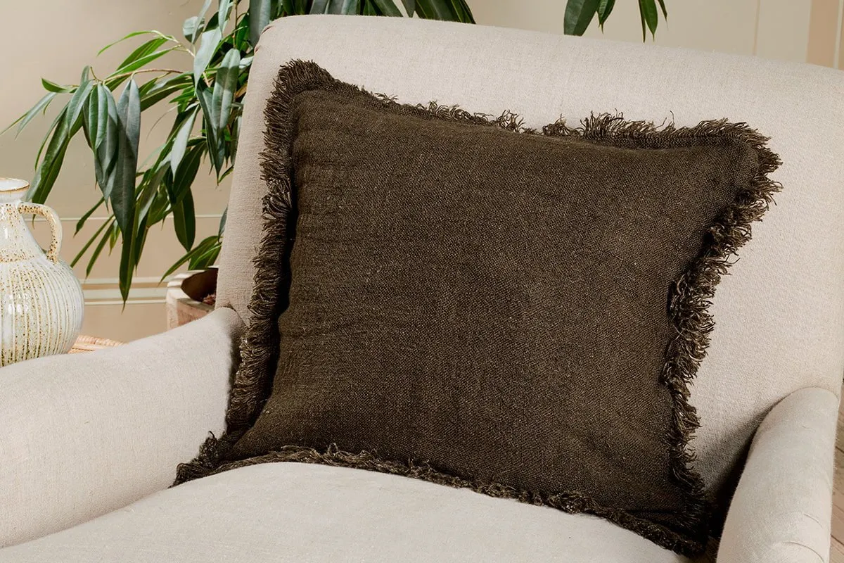 Feo Linen Cushion Cover - Charcoal