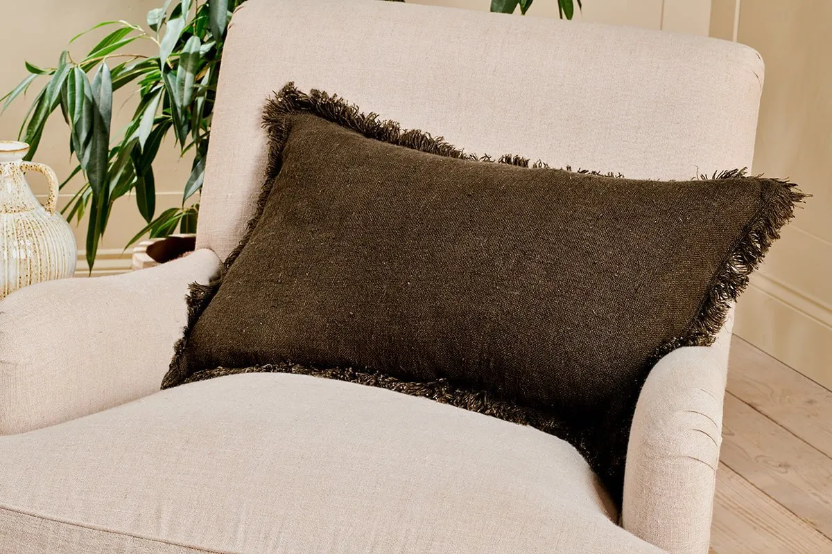 Feo Linen Cushion Cover - Charcoal