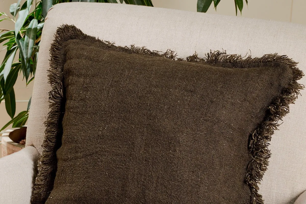 Feo Linen Cushion Cover - Charcoal