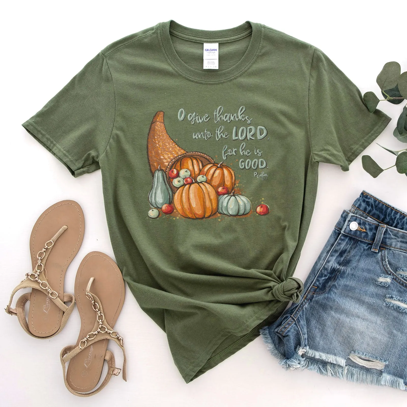 Give thanks to the Lord - Psalm 107:1 Fall Tee