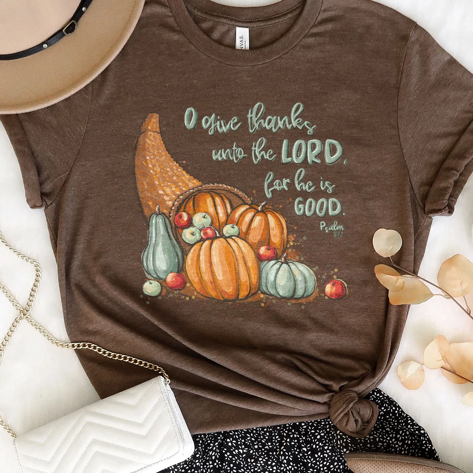 Give thanks to the Lord - Psalm 107:1 Fall Tee