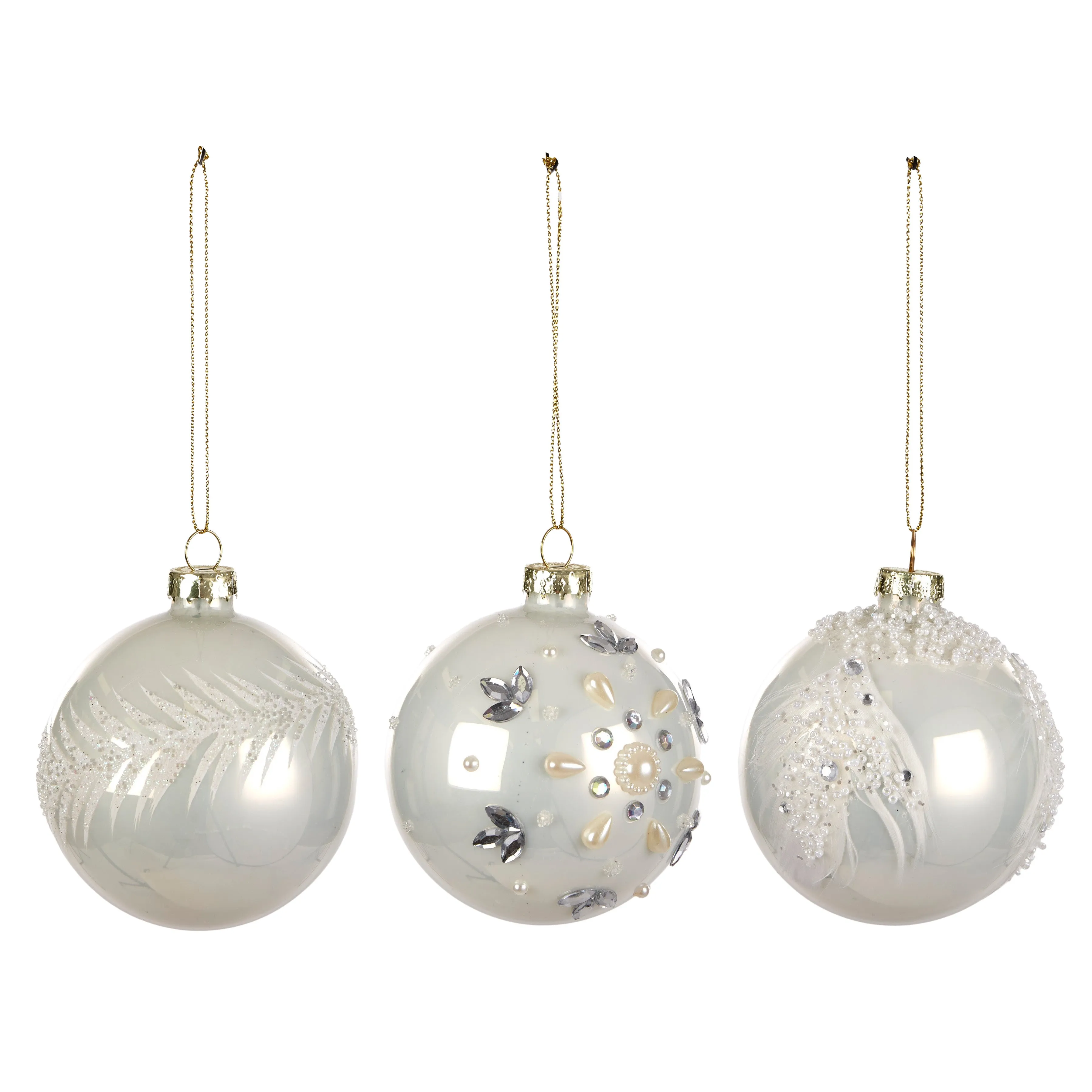 Glass Bauble 6cm Pearl 3 Assorted