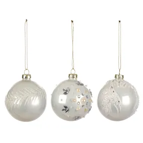 Glass Bauble 8cm Pearl 3 Assorted