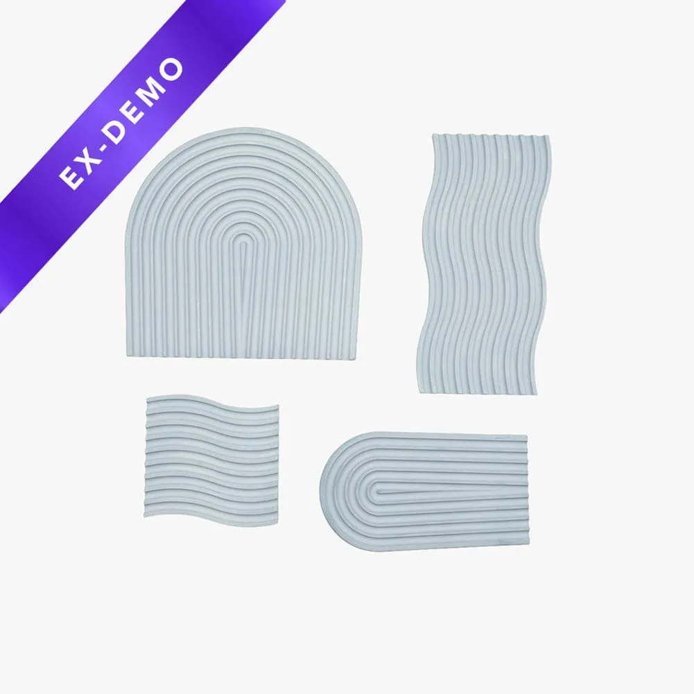 Grooved Arch Wave Photography Styling Handmade Plaster Props - 4 Pack (Blissful Blue) (DEMO STOCK)