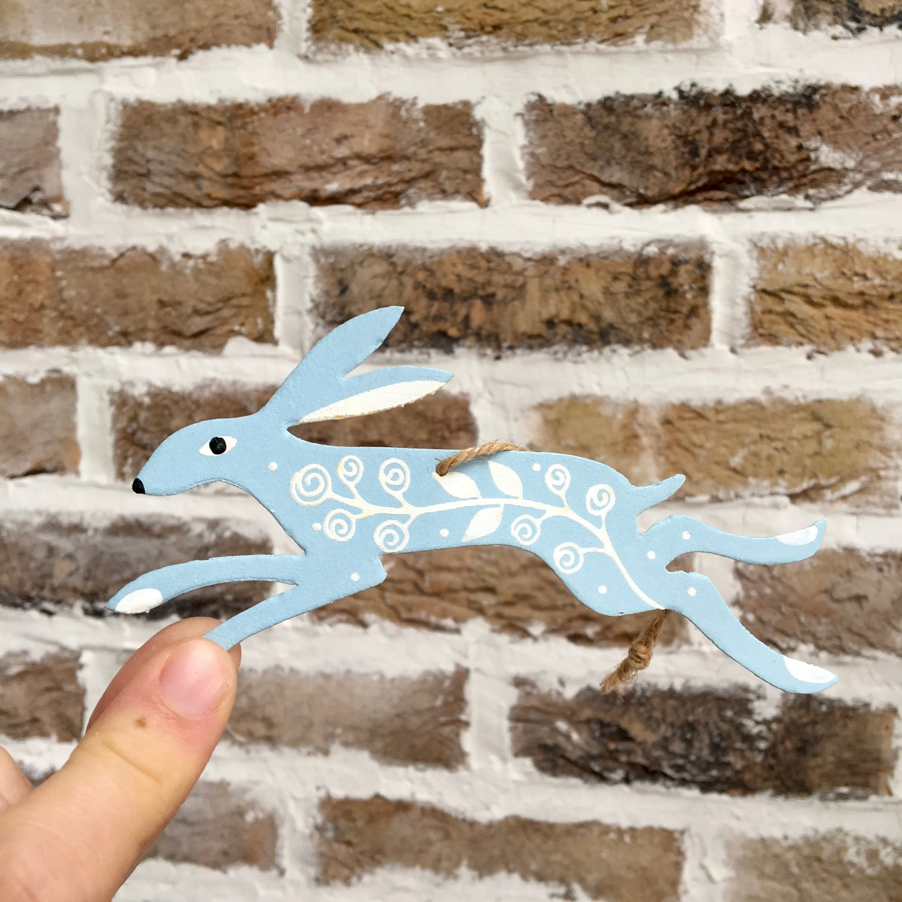 Hand Painted Tin Hares - Set of 3