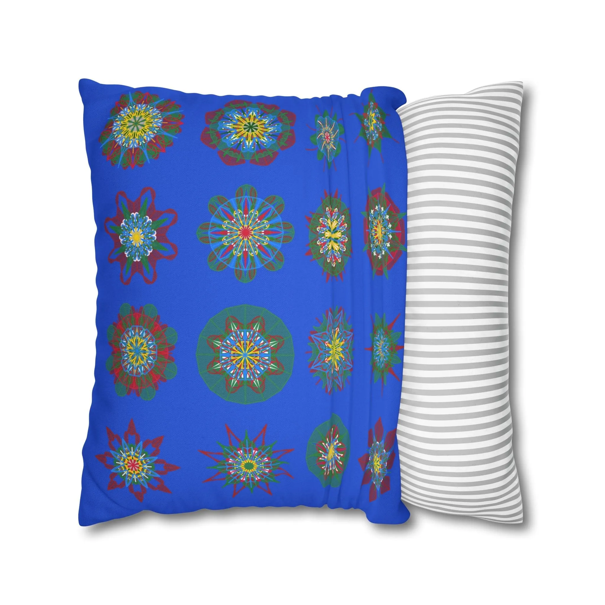 Handmade Mandala Art Pillowcase - Royal Blue