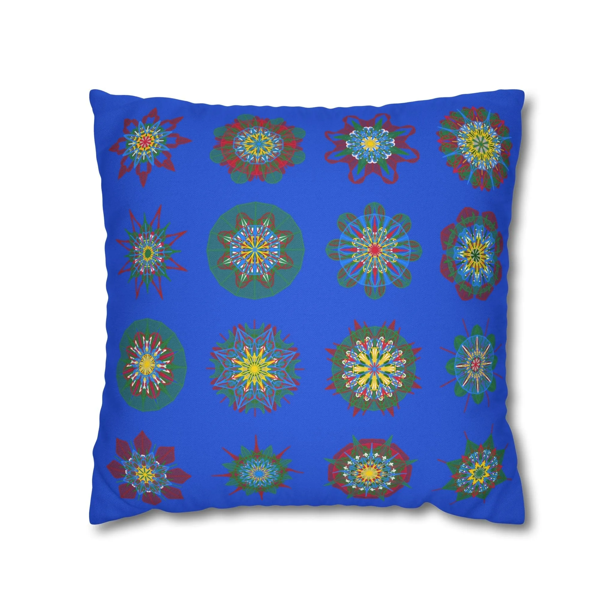 Handmade Mandala Art Pillowcase - Royal Blue