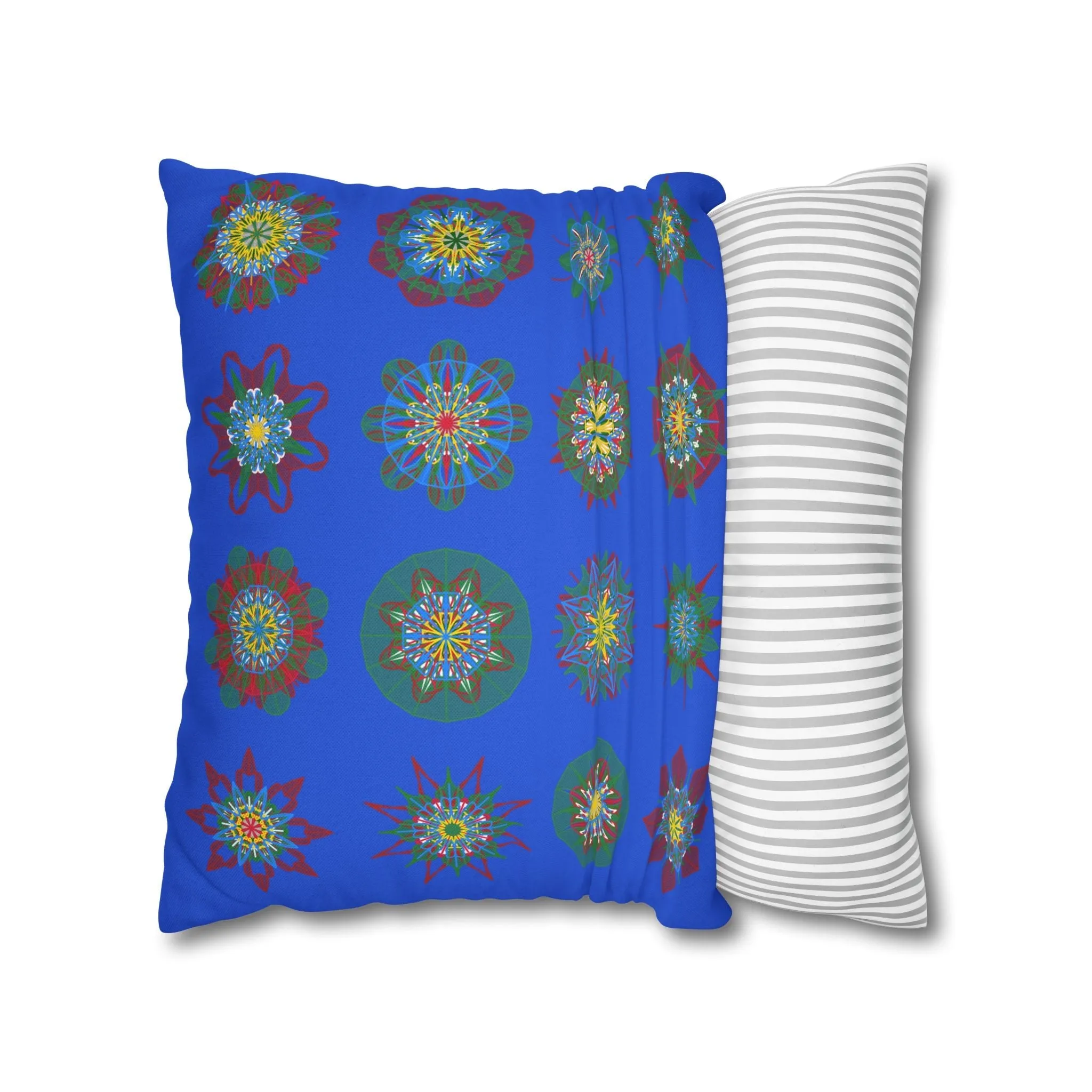 Handmade Mandala Art Pillowcase - Royal Blue