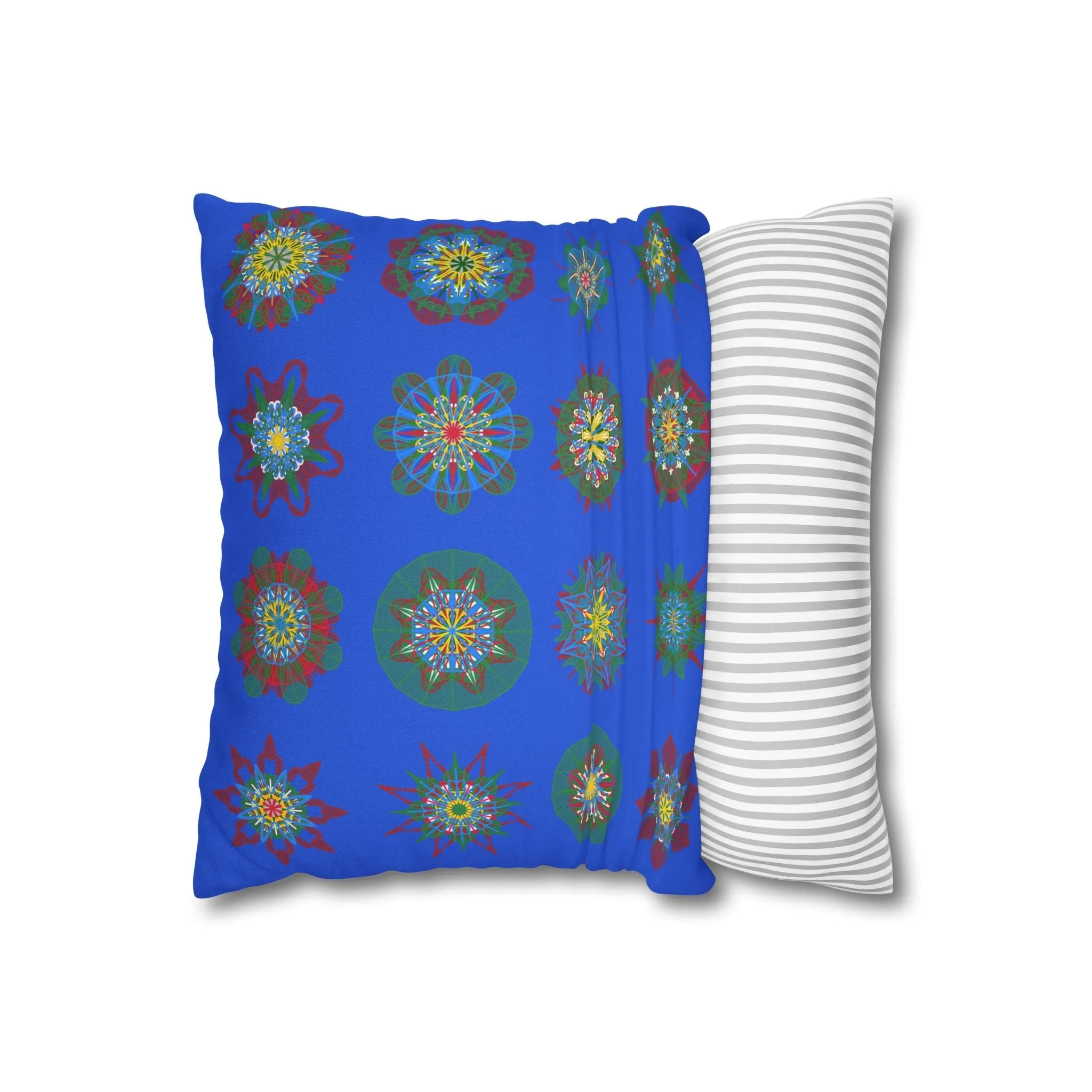 Handmade Mandala Art Pillowcase - Royal Blue