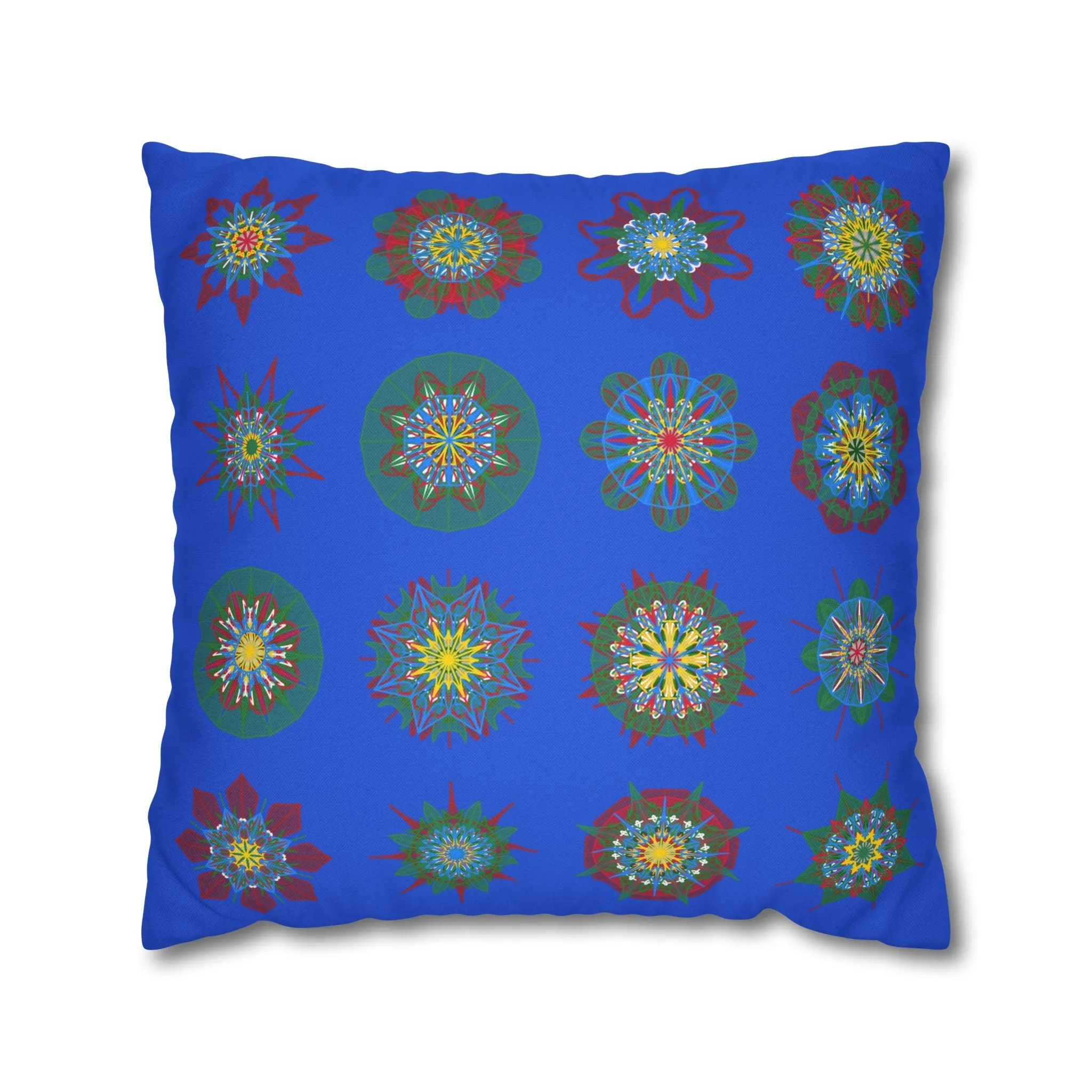 Handmade Mandala Art Pillowcase - Royal Blue