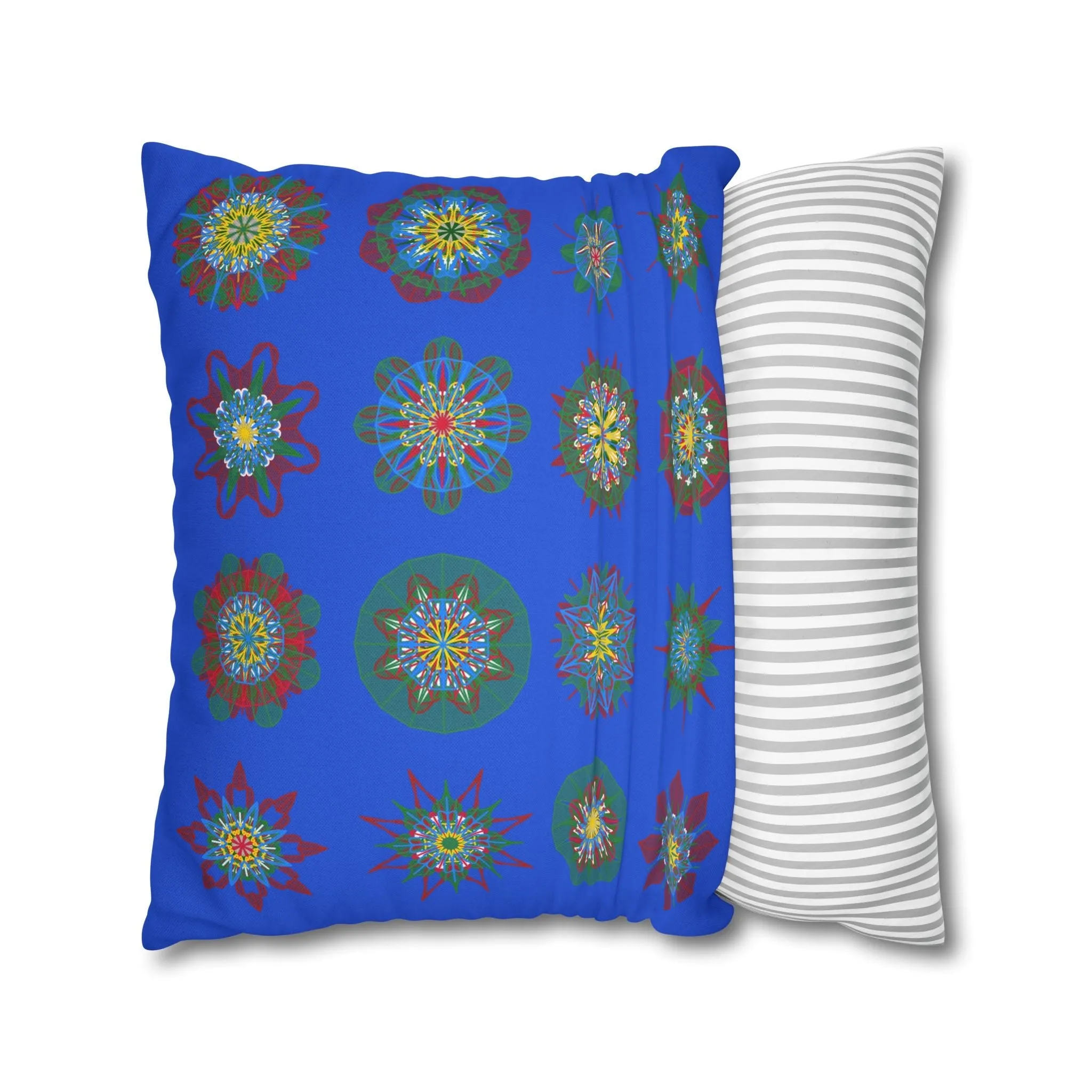 Handmade Mandala Art Pillowcase - Royal Blue