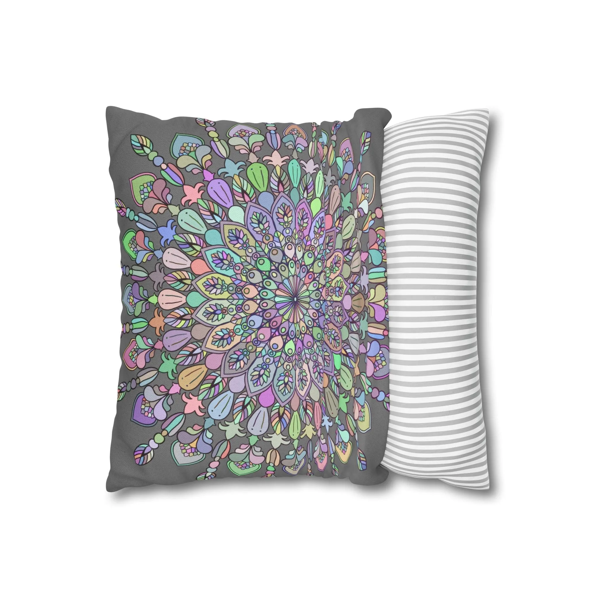 Handmade Mandala Design Square Pillowcase - Pastel Colors