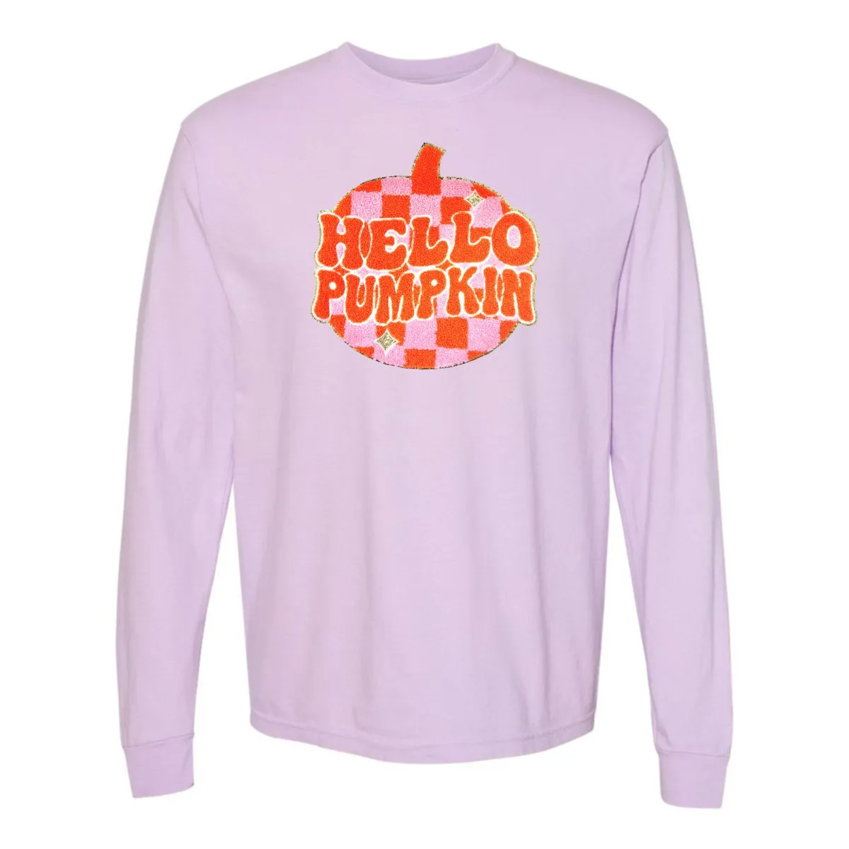 'Hello Pumpkin' Letter Patch Long Sleeve T-Shirt