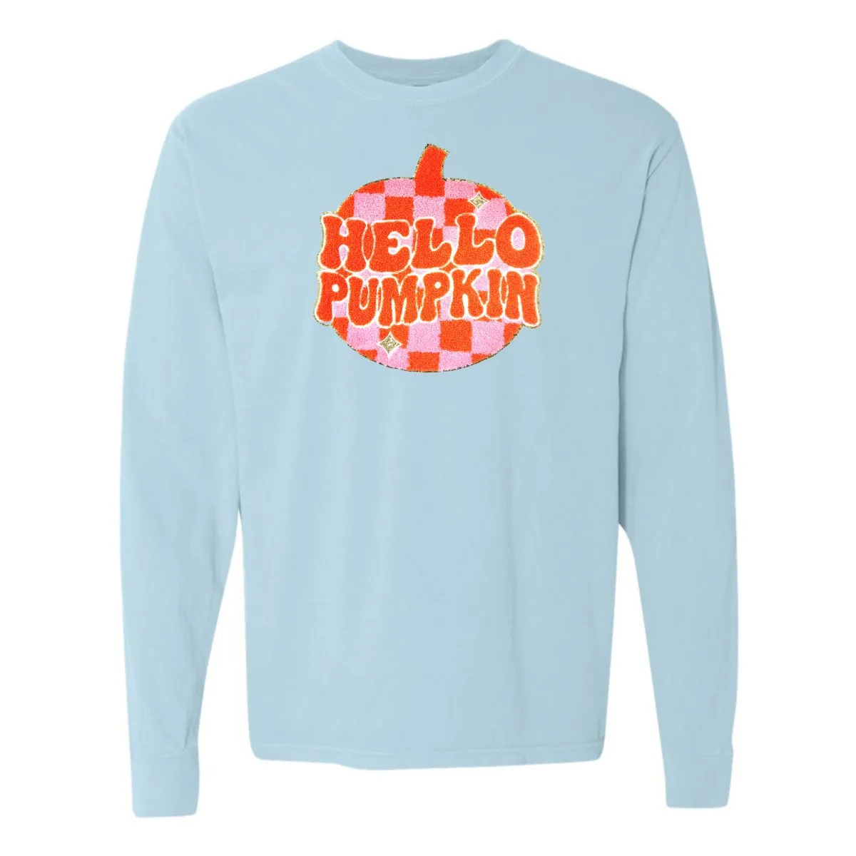 'Hello Pumpkin' Letter Patch Long Sleeve T-Shirt