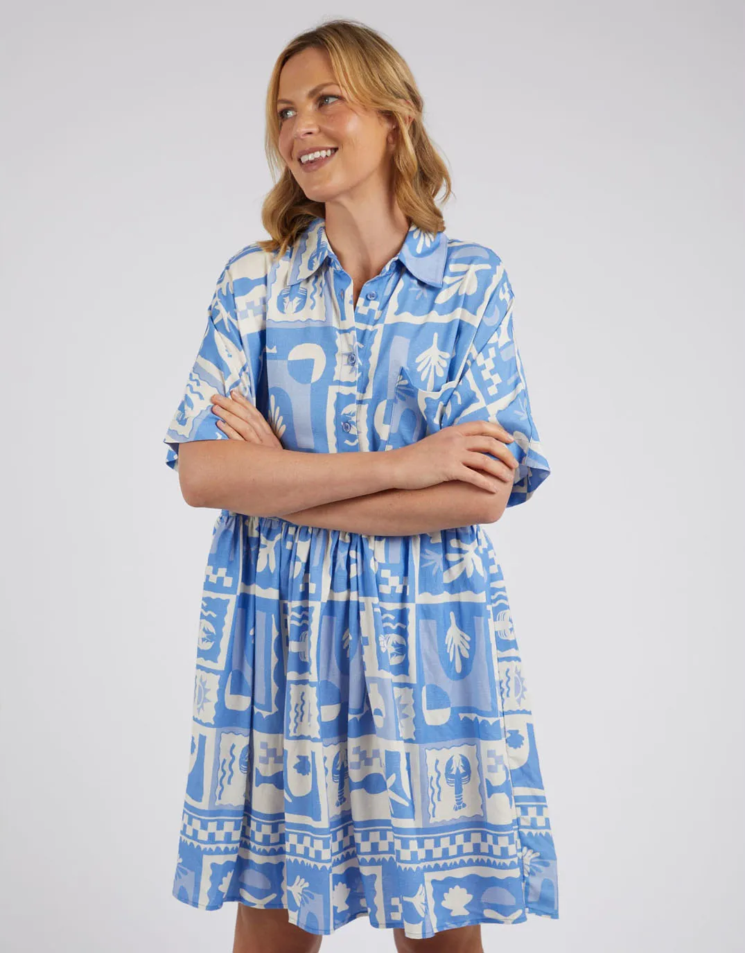 Holiday Sun Dress - Cerulean Holiday Print