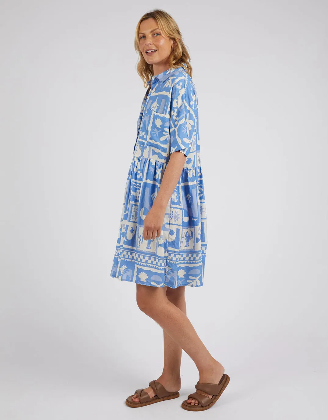 Holiday Sun Dress - Cerulean Holiday Print