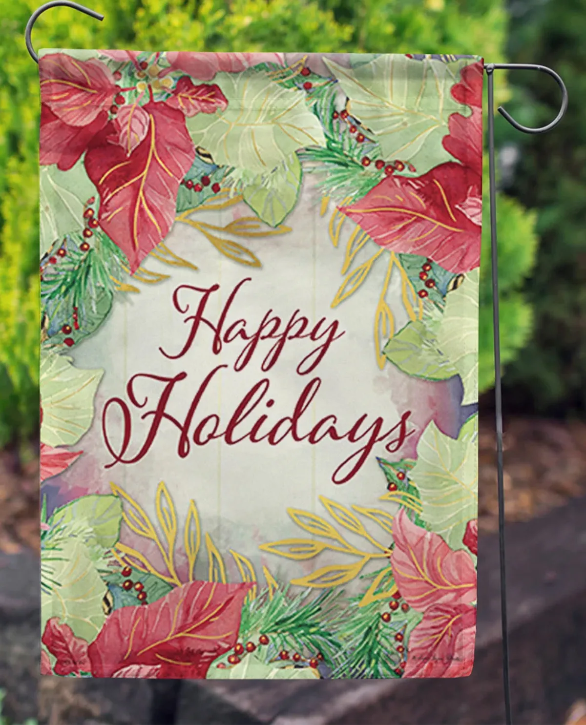 Holiday Wishes Foil Garden Flag