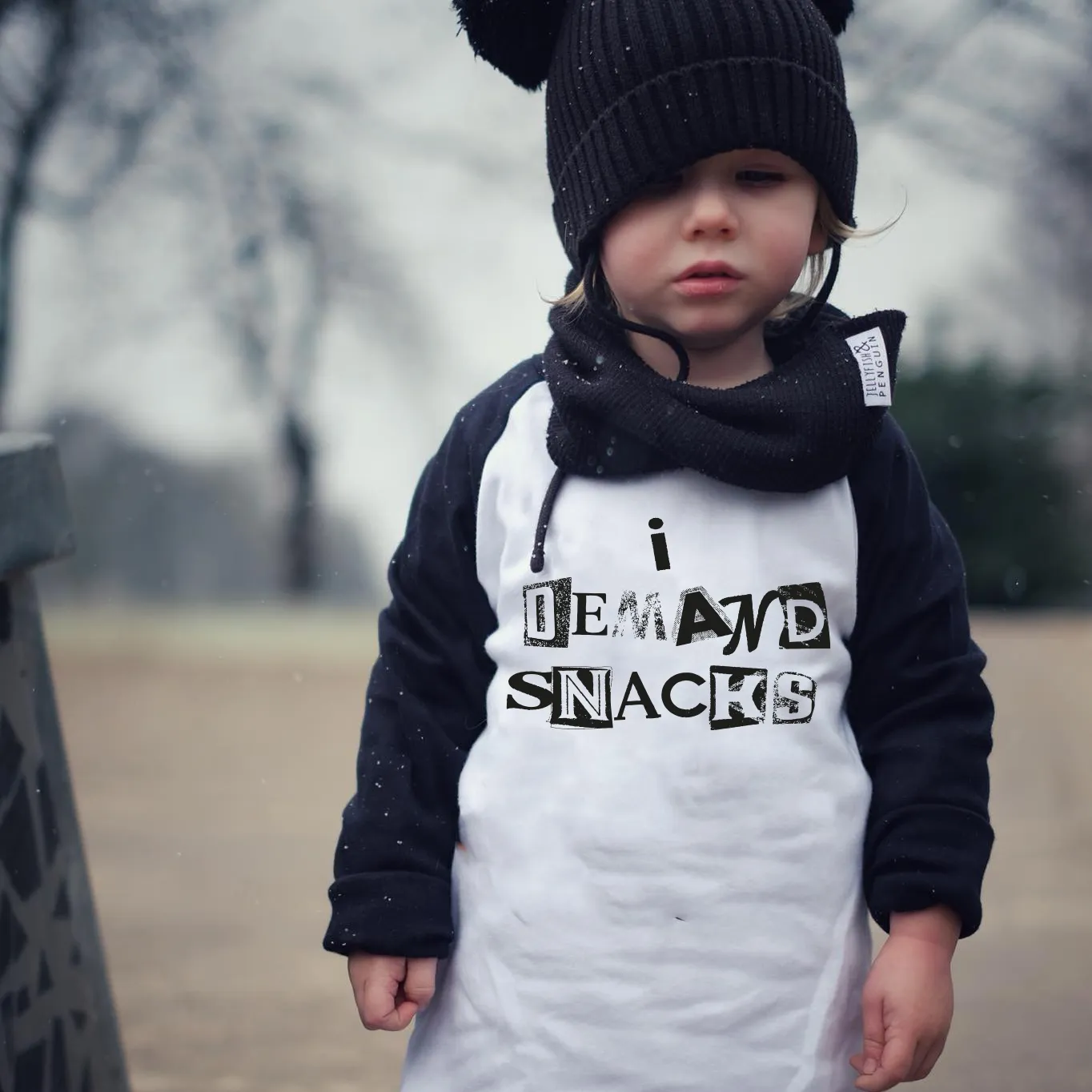 I Demand Snacks Kids Raglan Top