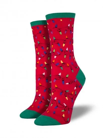 Ladies Christmas Lights Graphic Socks