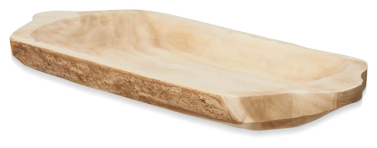 Large Shallow Natural Wood Bowl