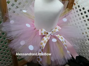 Light pink and gold Minnie mouse tutu skirt