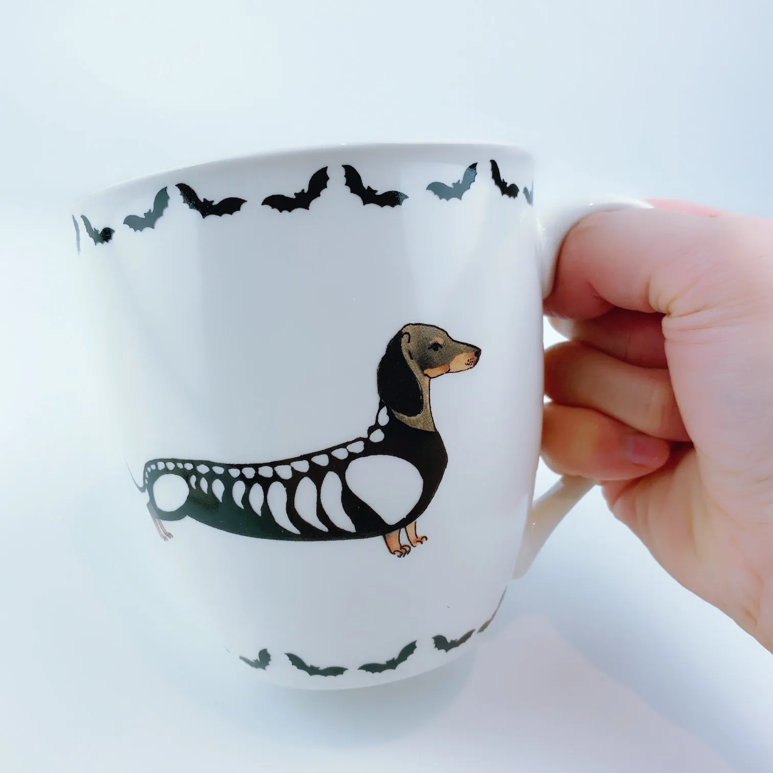 Milly Green British Design Happy Halloween Dachshund Dog Coffee Mug Tea Cup and Coaster Set