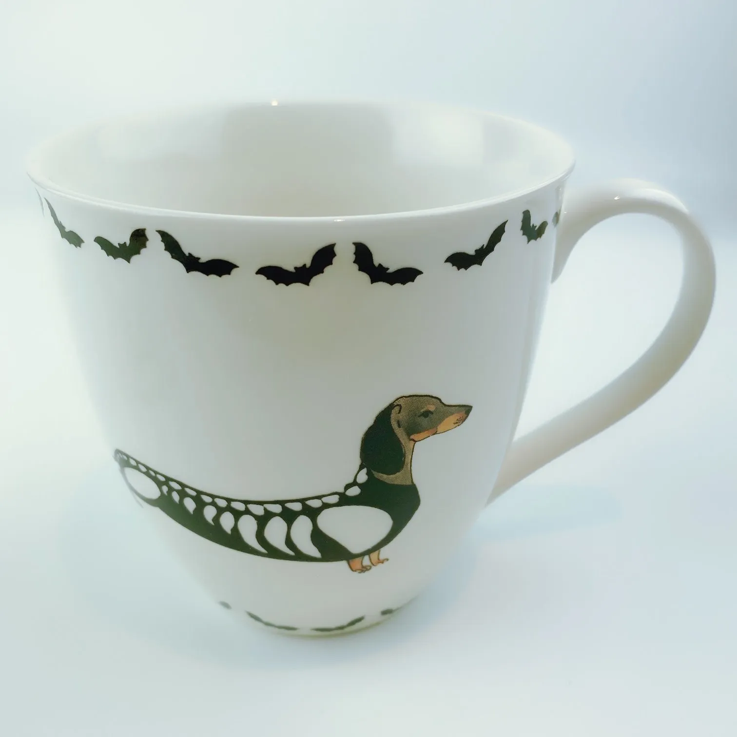 Milly Green British Design Happy Halloween Dachshund Dog Coffee Mug Tea Cup and Coaster Set