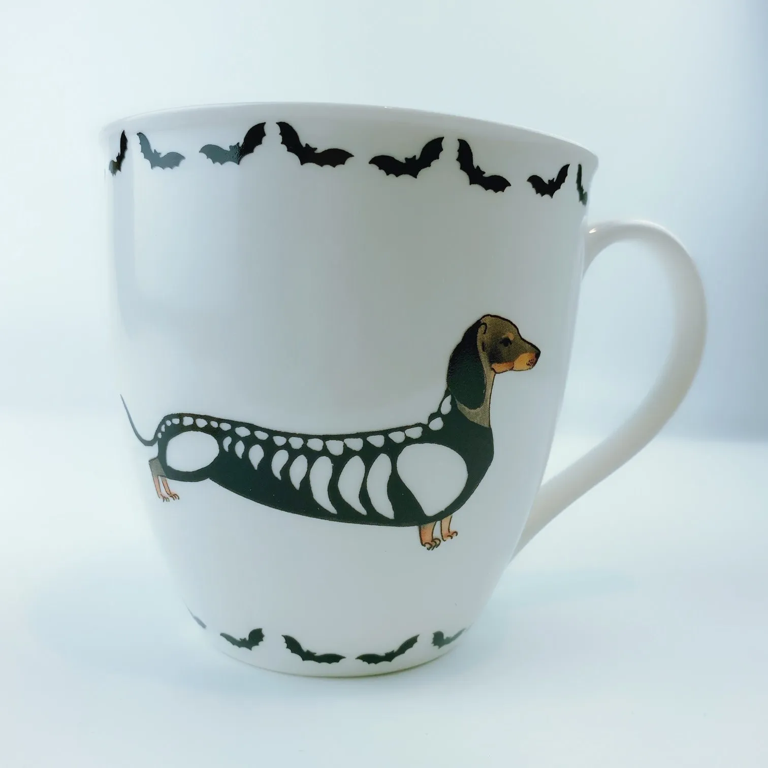 Milly Green British Design Happy Halloween Dachshund Dog Coffee Mug Tea Cup and Coaster Set