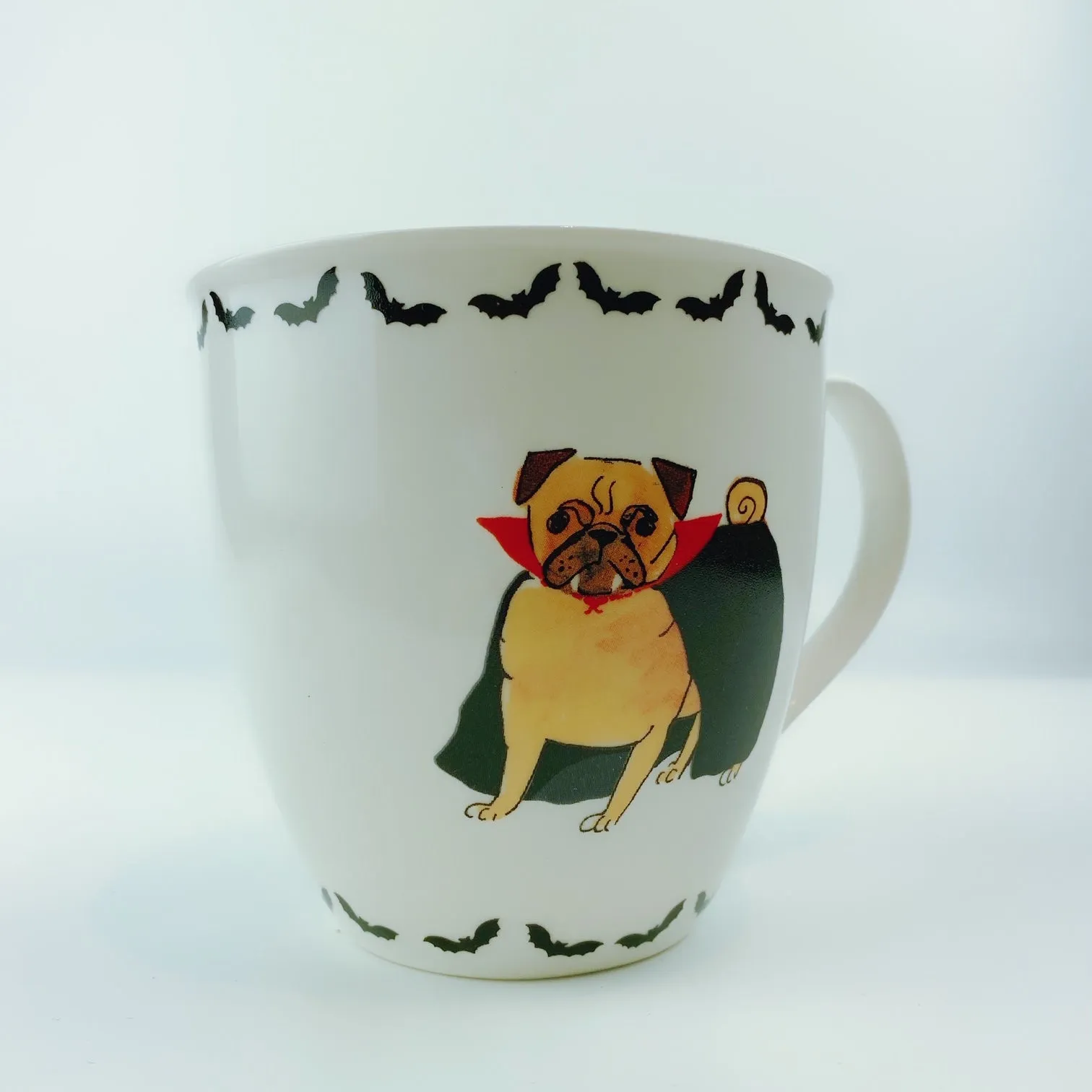 Milly Green British Design Pugs Count Pugalier Dog Coffee Mug Tea Cup and Coaster Set 20 oz