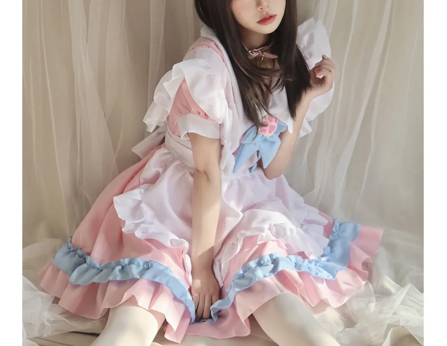 Neko cat pink maid costume cosplay