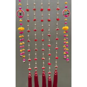 Parrot Decorative Hanging & Latkhan With Red Tassels (Set of 7) - Festive Decoration Wall Hanging