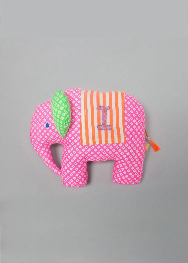 Personalized Play Cushion Haathi Neon Pink