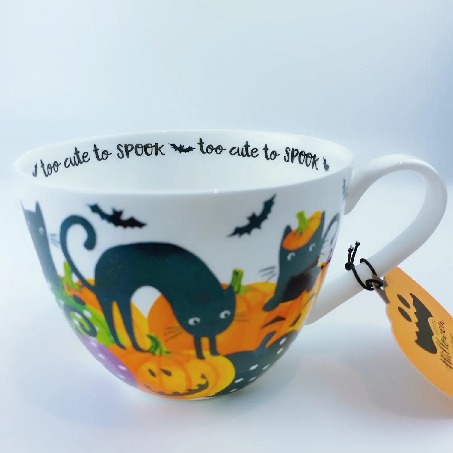 Portobello By Design 'Too Cute To Spook' Black Cat Bone China XL Coffee Mug Tea Cup 20 oz