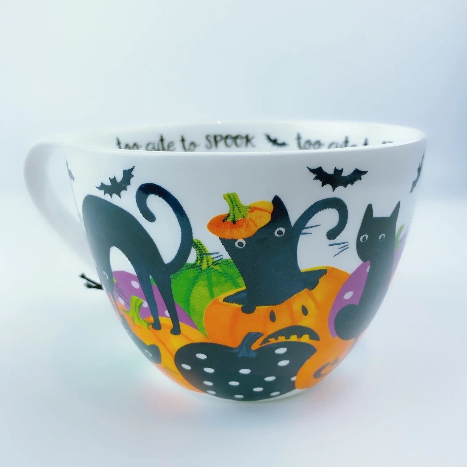 Portobello By Design 'Too Cute To Spook' Black Cat Bone China XL Coffee Mug Tea Cup 20 oz