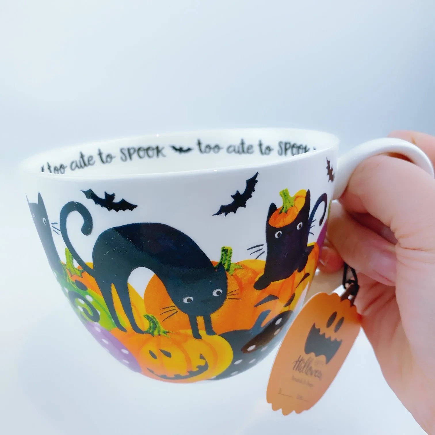 Portobello By Design 'Too Cute To Spook' Black Cat Bone China XL Coffee Mug Tea Cup 20 oz