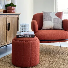 Pumpkin Orange Rust Ottoman Terry Fabric