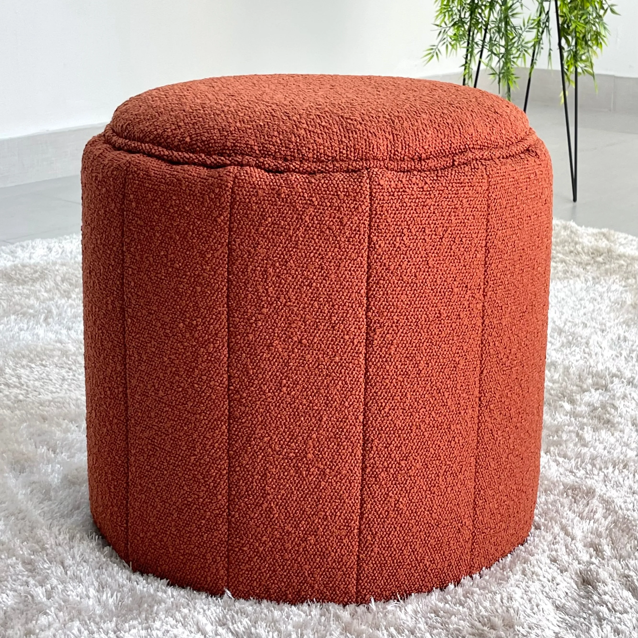 Pumpkin Orange Rust Ottoman Terry Fabric