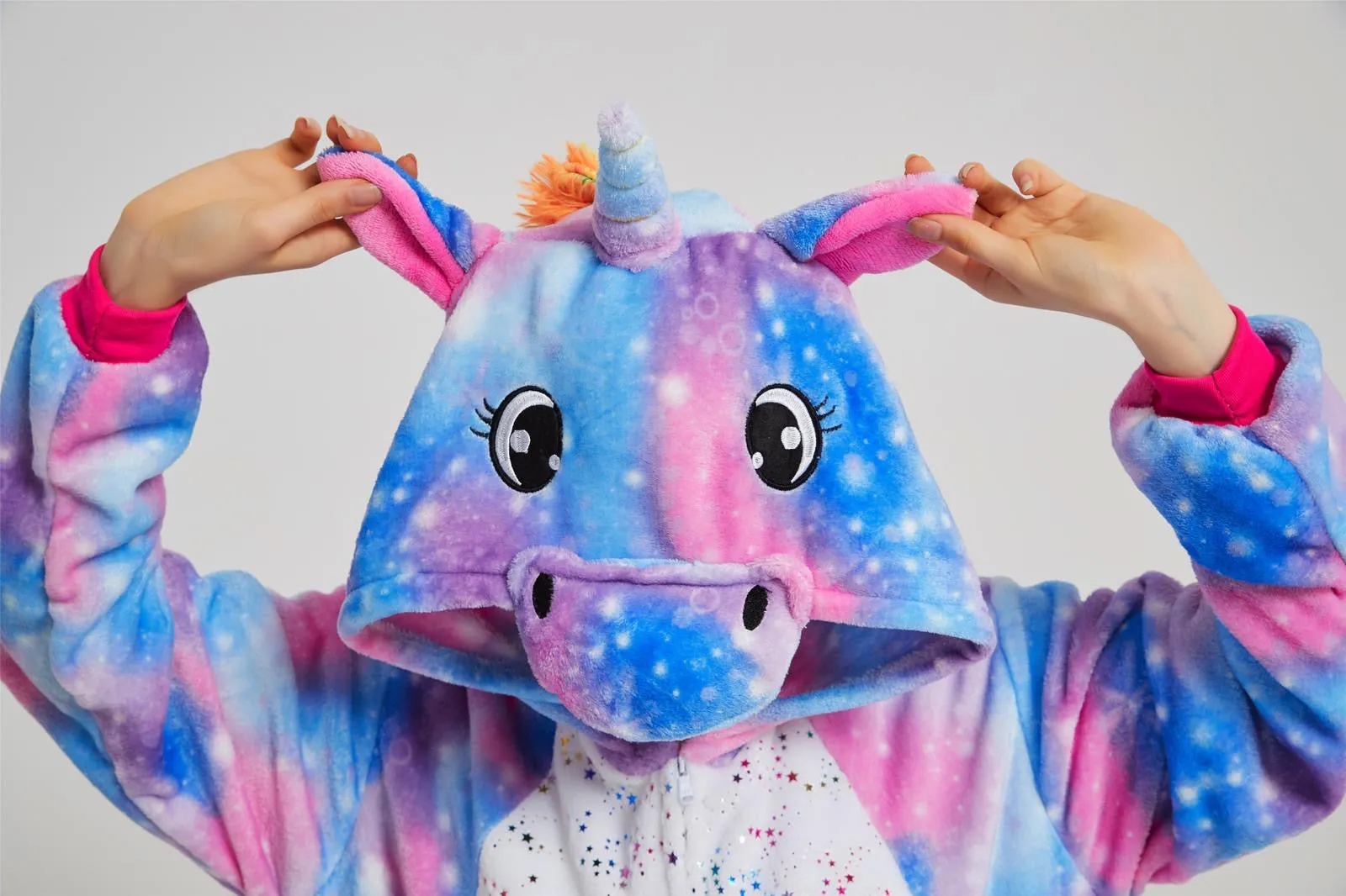 Purple Unicorn with Sparkling Stars Adult Onesie