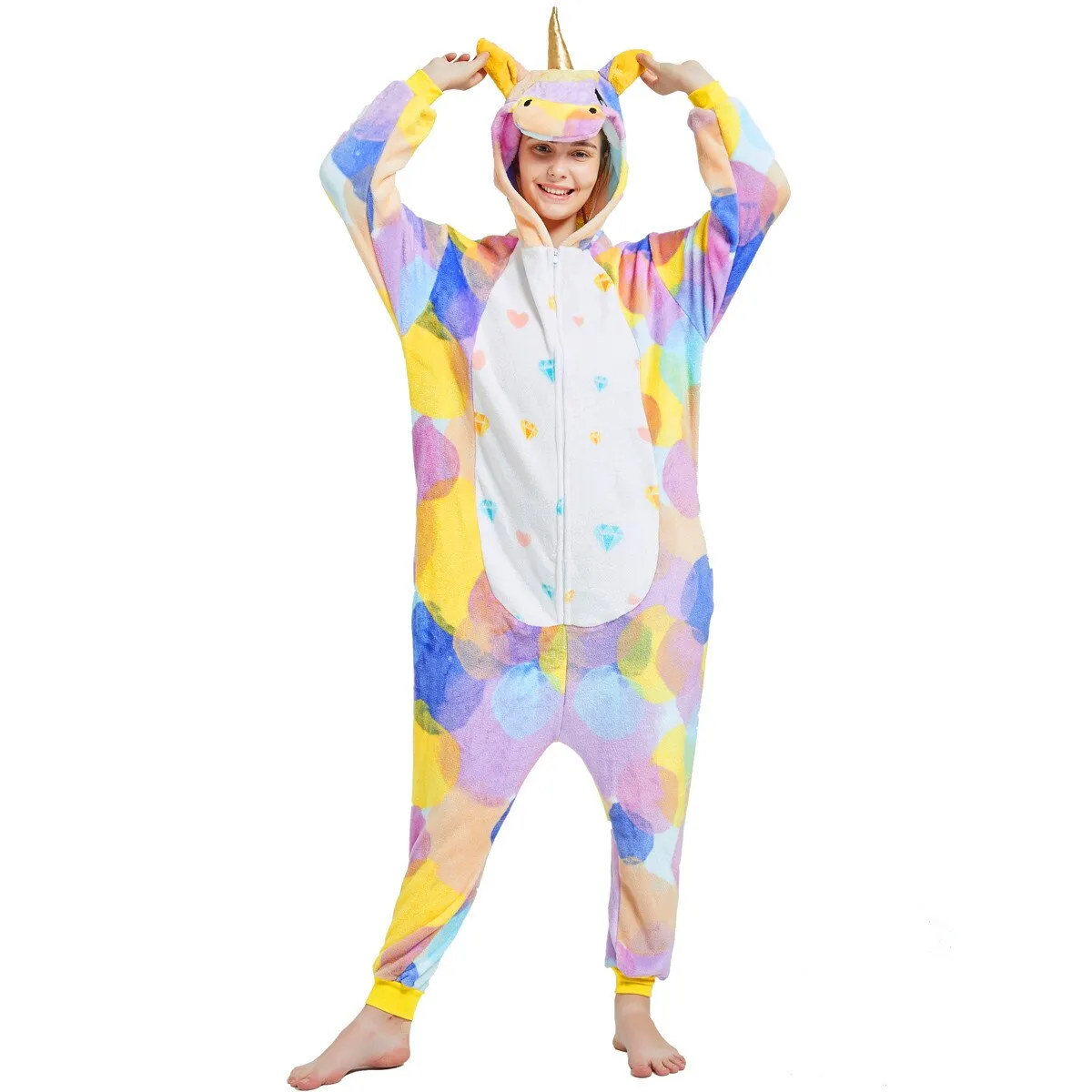 Rainbow Circles Unicorn Adult Onesie