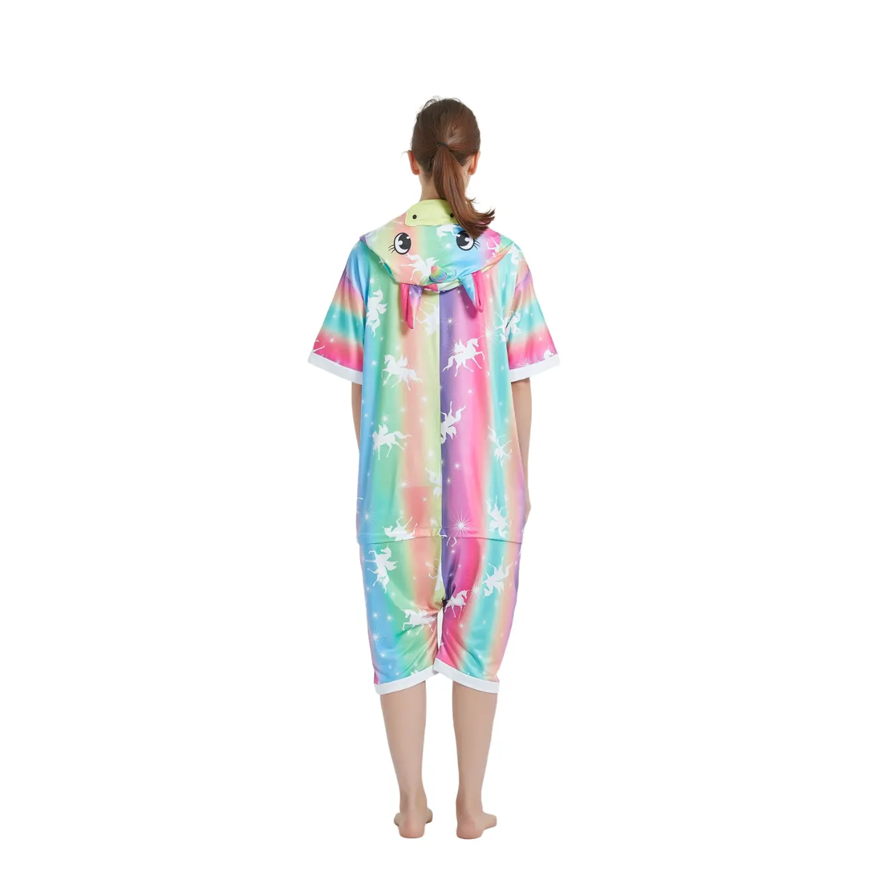 Rainbow Stripes Unicorn Adult Summer Onesie